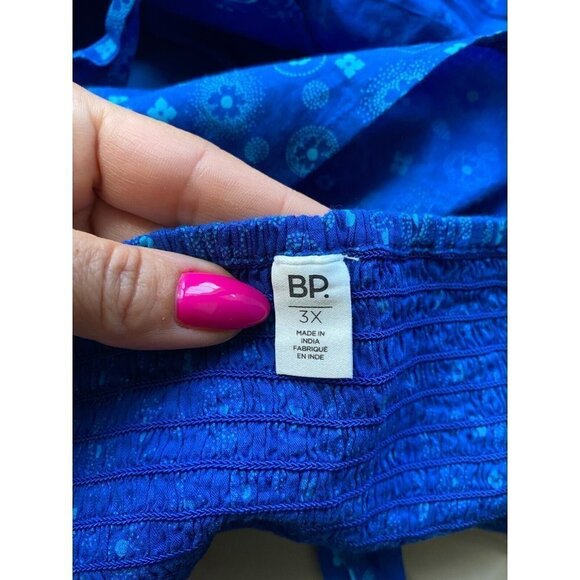 𝅺bp Womens Blue Print Halter BNWOT Crop Top Vneck Nordstrom - Picture 4 of 5